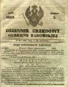 Dziennik Urzędowy Gubernii Radomskiej, 1853, nr 5