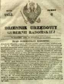 Dziennik Urzędowy Gubernii Radomskiej, 1853, nr 6