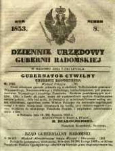 Dziennik Urzędowy Gubernii Radomskiej, 1853, nr 8