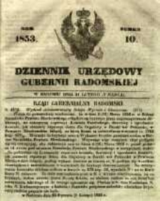 Dziennik Urzędowy Gubernii Radomskiej, 1853, nr 10