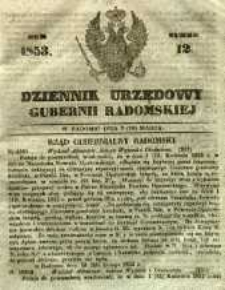 Dziennik Urzędowy Gubernii Radomskiej, 1853, nr 12