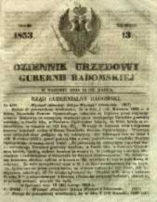 Dziennik Urzędowy Gubernii Radomskiej, 1853, nr 13