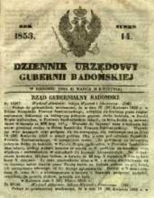Dziennik Urzędowy Gubernii Radomskiej, 1853, nr 14