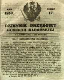 Dziennik Urzędowy Gubernii Radomskiej, 1853, nr 17