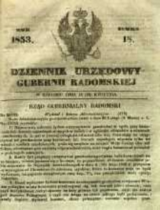 Dziennik Urzędowy Gubernii Radomskiej, 1853, nr 18