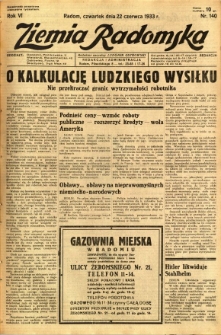 Ziemia Radomska, 1933, R. 6, nr 140