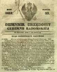 Dziennik Urzędowy Gubernii Radomskiej, 1853, nr 33