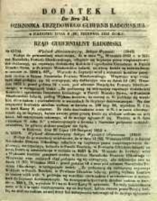 Dziennik Urzędowy Gubernii Radomskiej, 1853, nr 34, dod. I