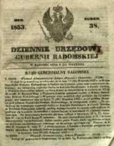 Dziennik Urzędowy Gubernii Radomskiej, 1853, nr 38