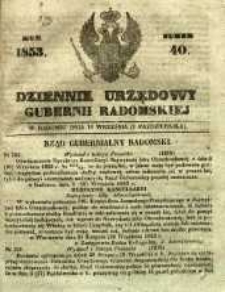 Dziennik Urzędowy Gubernii Radomskiej, 1853, nr 40