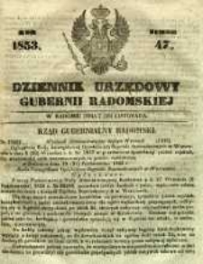 Dziennik Urzędowy Gubernii Radomskiej, 1853, nr 47