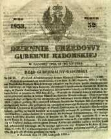 Dziennik Urzędowy Gubernii Radomskiej, 1853, nr 52