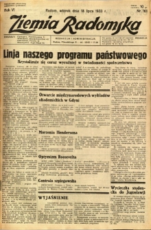 Ziemia Radomska, 1933, R. 6, nr 161