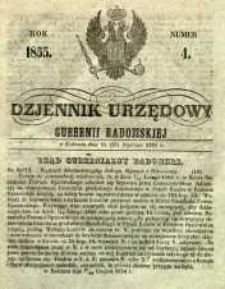 Dziennik Urzędowy Gubernii Radomskiej, 1855, nr 4