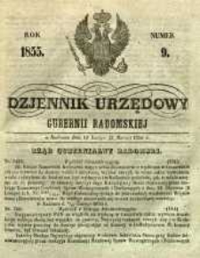 Dziennik Urzędowy Gubernii Radomskiej, 1855, nr 9