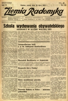 Ziemia Radomska, 1933, R. 6, nr 170