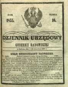 Dziennik Urzędowy Gubernii Radomskiej, 1855, nr 16