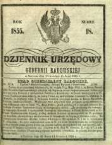 Dziennik Urzędowy Gubernii Radomskiej, 1855, nr 18