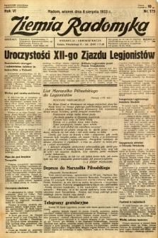 Ziemia Radomska, 1933, R. 6, nr 179