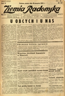 Ziemia Radomska, 1933, R. 6, nr 187