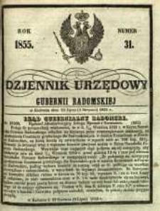 Dziennik Urzędowy Gubernii Radomskiej, 1855, nr 31