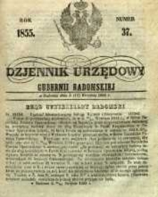 Dziennik Urzędowy Gubernii Radomskiej, 1855, nr 37