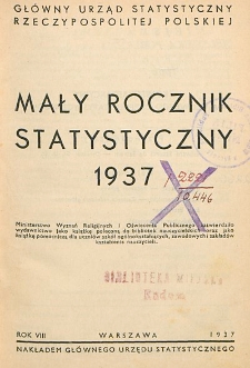 Mały Rocznik Statystyczny R. 8 (1937)