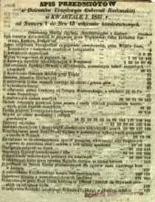Spis Przedmiotów w Dzienniku Urzędowym Gubernii Radomskiej w kwartale I 1857 r. od numeru 1 do nr 13 włącznie zamieszczonych