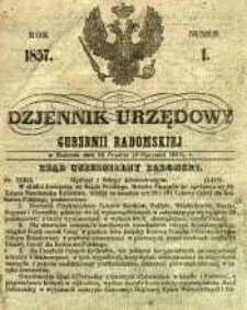 Dziennik Urzędowy Gubernii Radomskiej, 1857, nr 1
