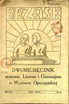 Brzask: Dwumiesięcznik uczennic Seminarium Nauczycielskiego w Mariówce, 1939, R. 14, nr 49