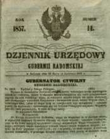 Dziennik Urzędowy Gubernii Radomskiej, 1857, nr 14
