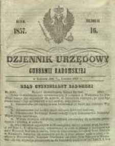 Dziennik Urzędowy Gubernii Radomskiej, 1857, nr 16