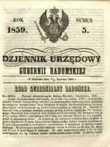Dziennik Urzędowy Gubernii Radomskiej, 1859, nr 5