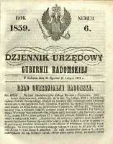 Dziennik Urzędowy Gubernii Radomskiej, 1859, nr 6