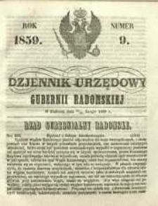 Dziennik Urzędowy Gubernii Radomskiej, 1859, nr 9