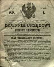 Dziennik Urzędowy Gubernii Radomskiej, 1858, nr 4