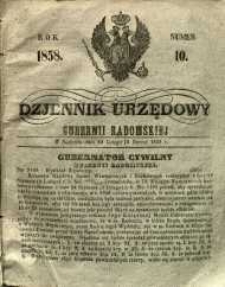 Dziennik Urzędowy Gubernii Radomskiej, 1858, nr 10