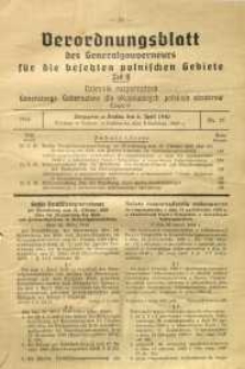 Dziennik rozporządzeń Generalnego Gubernatora dla okupowanych polskich obszar&oacute;w, 1940, nr 25