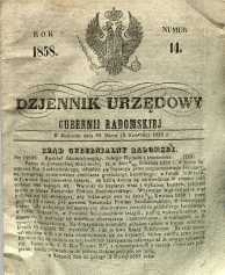 Dziennik Urzędowy Gubernii Radomskiej, 1858, nr 14