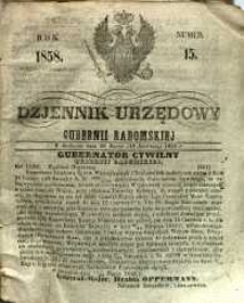 Dziennik Urzędowy Gubernii Radomskiej, 1858, nr 15
