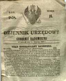 Dziennik Urzędowy Gubernii Radomskiej, 1858, nr 16