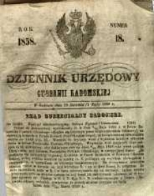 Dziennik Urzędowy Gubernii Radomskiej, 1858, nr 18