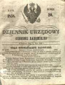 Dziennik Urzędowy Gubernii Radomskiej, 1858, nr 20