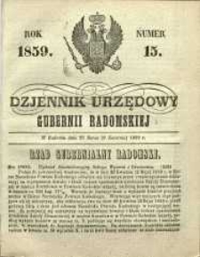 Dziennik Urzędowy Gubernii Radomskiej, 1859, nr 15