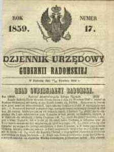 Dziennik Urzędowy Gubernii Radomskiej, 1859, nr 17