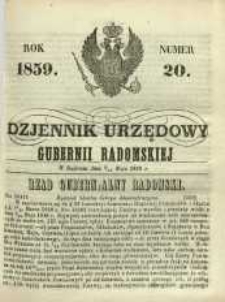 Dziennik Urzędowy Gubernii Radomskiej, 1859, nr 20