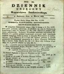 Dziennik Urzędowy Województwa Sandomierskiego, 1833, nr 10