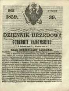 Dziennik Urzędowy Gubernii Radomskiej, 1859, nr 39