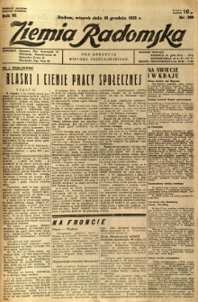 Ziemia Radomska, 1933, R. 6, nr 289