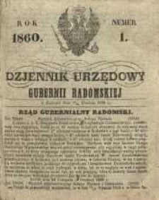 Dziennik Urzędowy Gubernii Radomskiej, 1860, nr 1